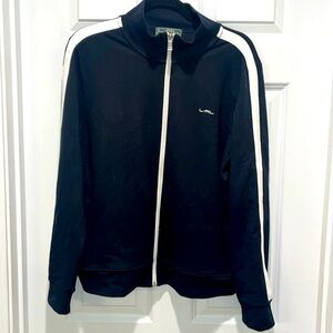 EUC Vintage Lauren Ralph Lauren Active black track jacket white stripes sleeves